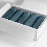 Dark blue organic cotton washcloth set.