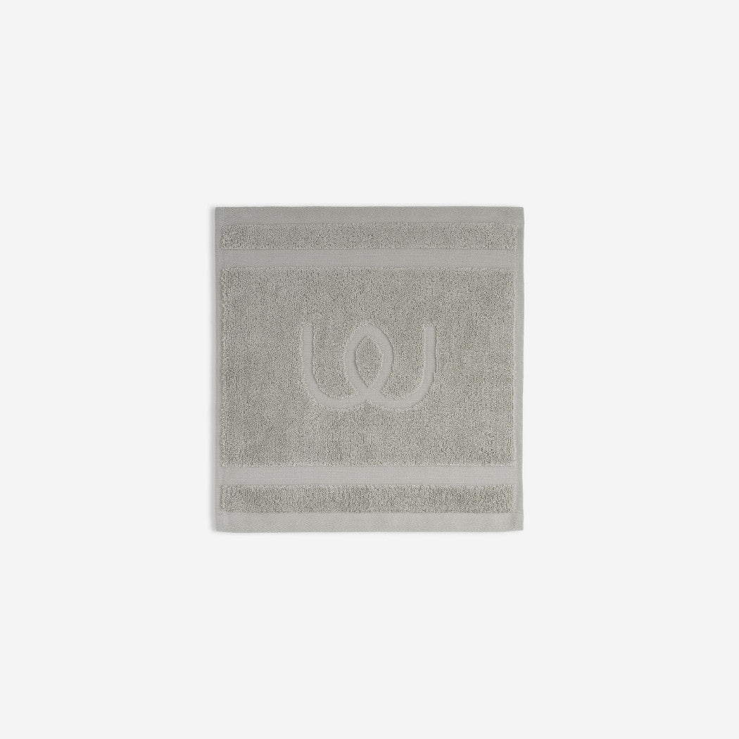 Soft grey washcloth.