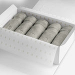 Soft grey washcloth set.