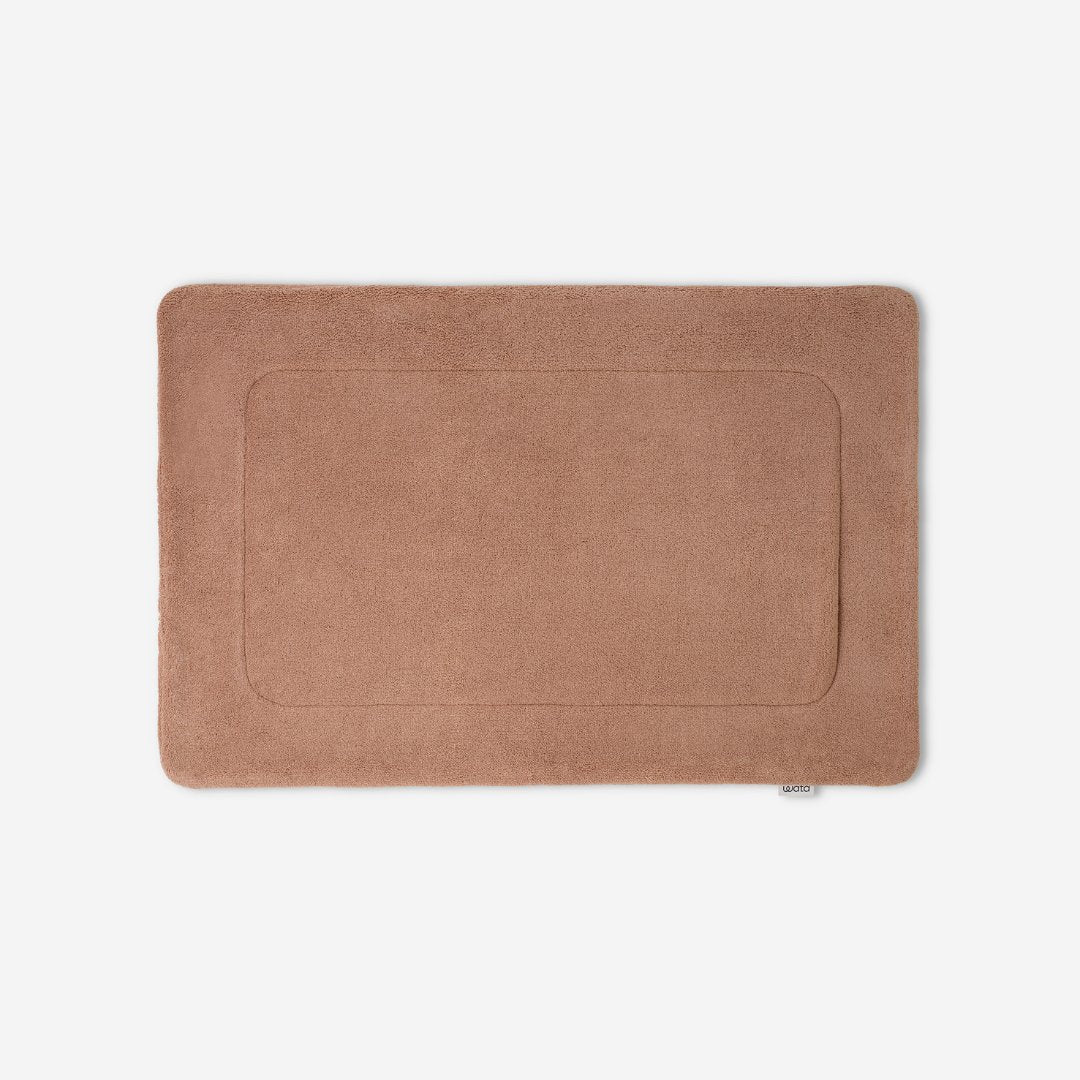 WATA VIVO Organic Cotton bath mat in cinnamon, 1300 GSM, top view, 60 x 90 cm.