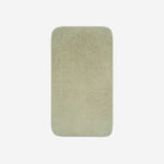 Top view of a light grey organic cotton towel laid flat with rounded corners, shown on a white background.