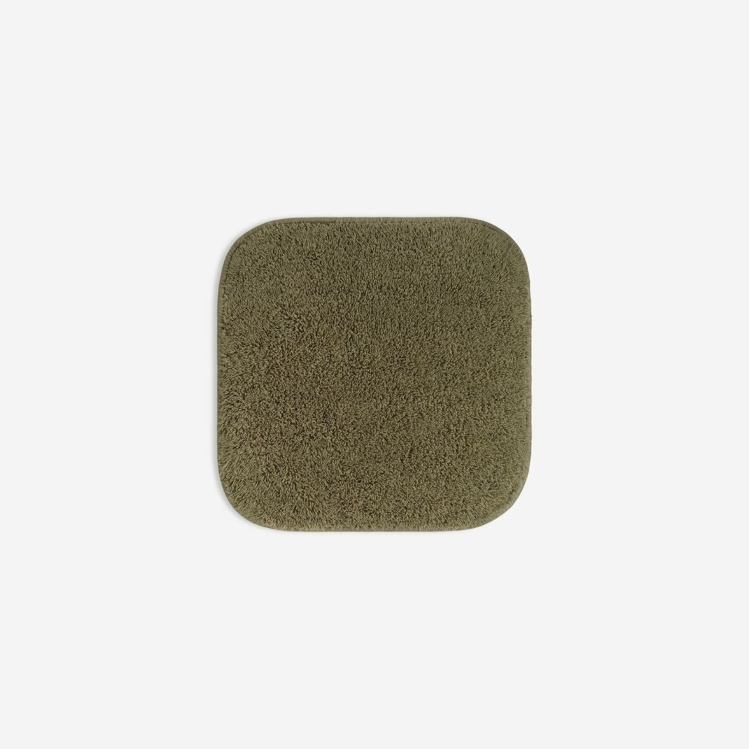 Dark olive organic cotton washcloth.